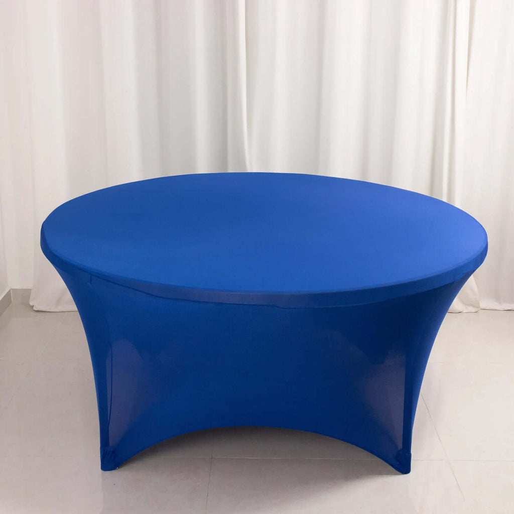 Stretch Spandex 5ft Round Tablecloth Royal Blue - Durable Form - Fitting Table Cover - Bell Racket Store