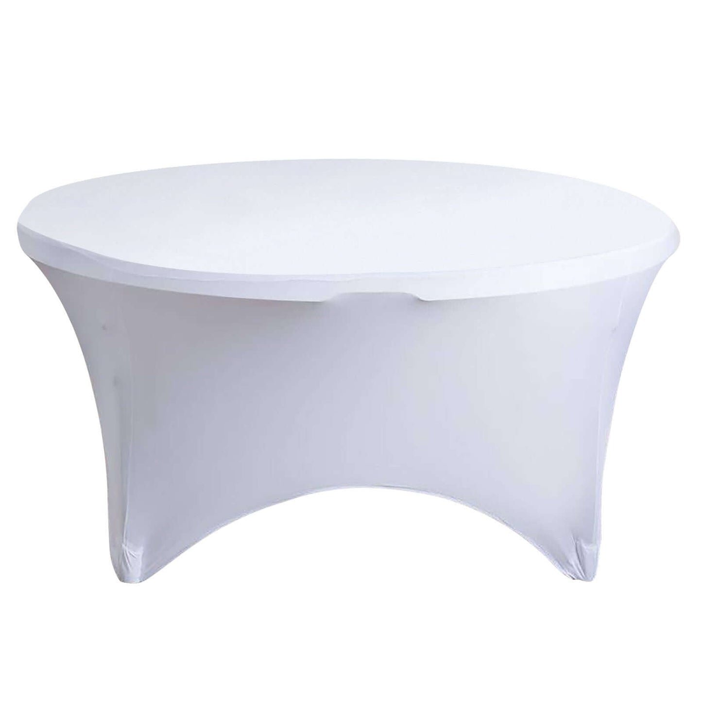 Stretch Spandex 5ft Round Tablecloth White - Durable Form - Fitting Table Cover for Events & Presentations - NestOCart