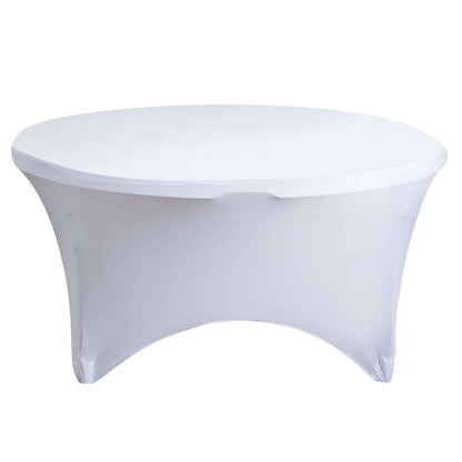 Stretch Spandex 5ft Round Tablecloth White - Durable Form - Fitting Table Cover for Events & Presentations - NestOCart