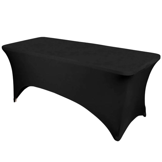 Stretch Spandex 6ft Rectangle Tablecloth Black - Durable Form - Fitting Table Cover for Events & Presentations - NestOCart