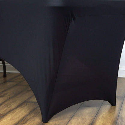 Stretch Spandex 6ft Rectangle Tablecloth Black - Durable Form - Fitting Table Cover for Events & Presentations - NestOCart
