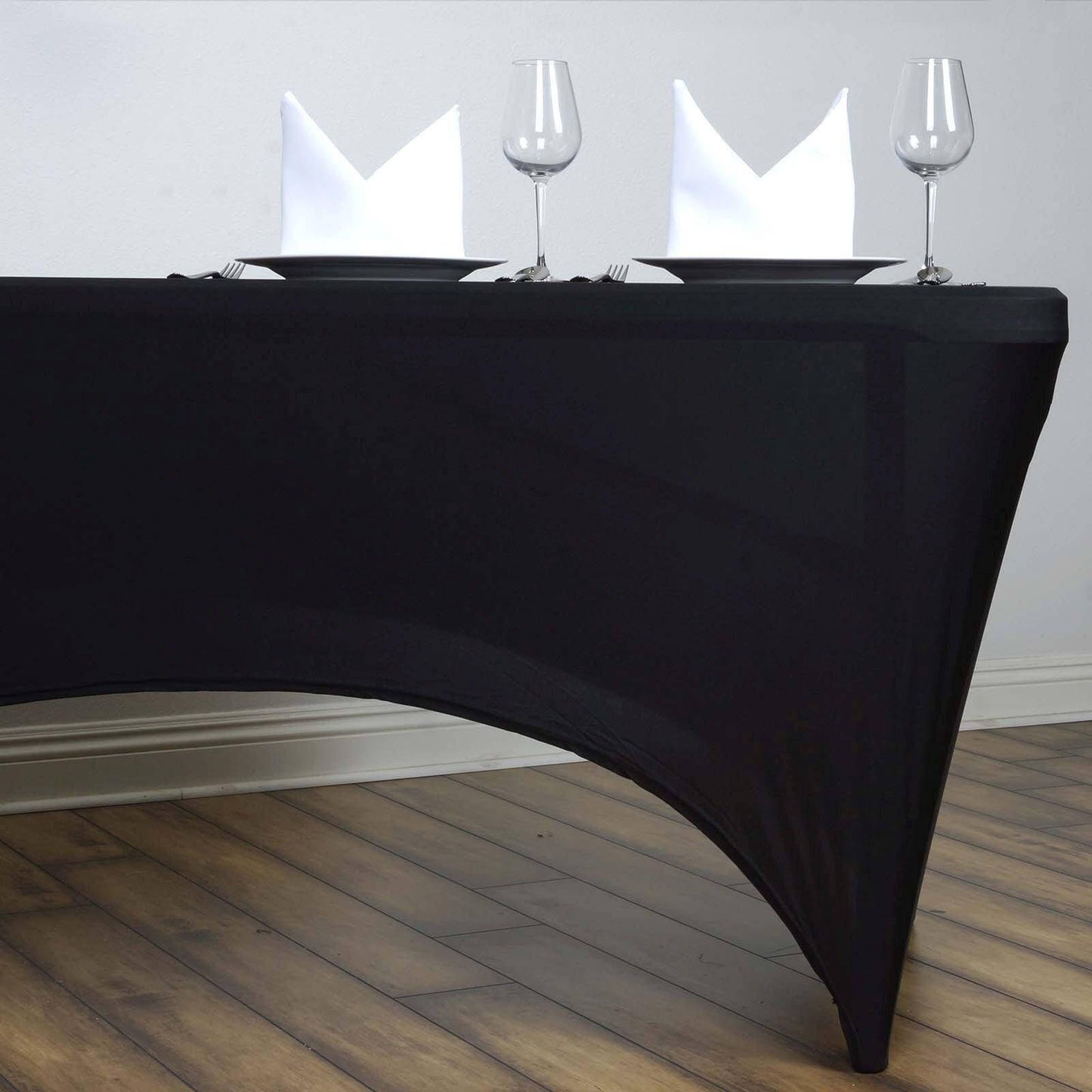 Stretch Spandex 6ft Rectangle Tablecloth Black - Durable Form - Fitting Table Cover for Events & Presentations - NestOCart