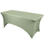 Stretch Spandex 6ft Rectangle Tablecloth Dusty Sage Green - Durable Form - Fitting Table Cover - Bell Racket Store