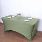 Stretch Spandex 6ft Rectangle Tablecloth Dusty Sage Green - Durable Form - Fitting Table Cover - Bell Racket Store