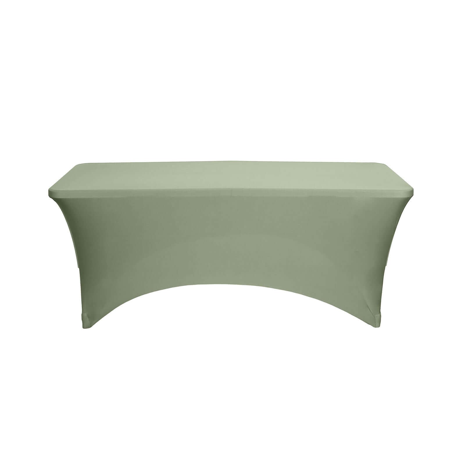 Stretch Spandex 6ft Rectangle Tablecloth Dusty Sage Green - Durable Form - Fitting Table Cover - Bell Racket Store