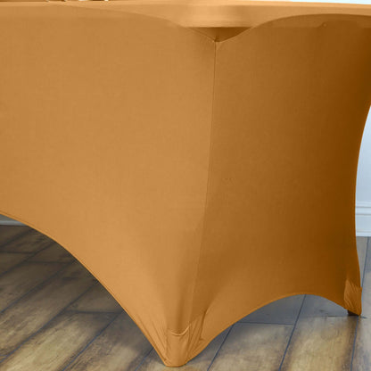 Stretch Spandex 6ft Rectangle Tablecloth Gold - Durable Form - Fitting Table Cover for Events & Presentations - NestOCart