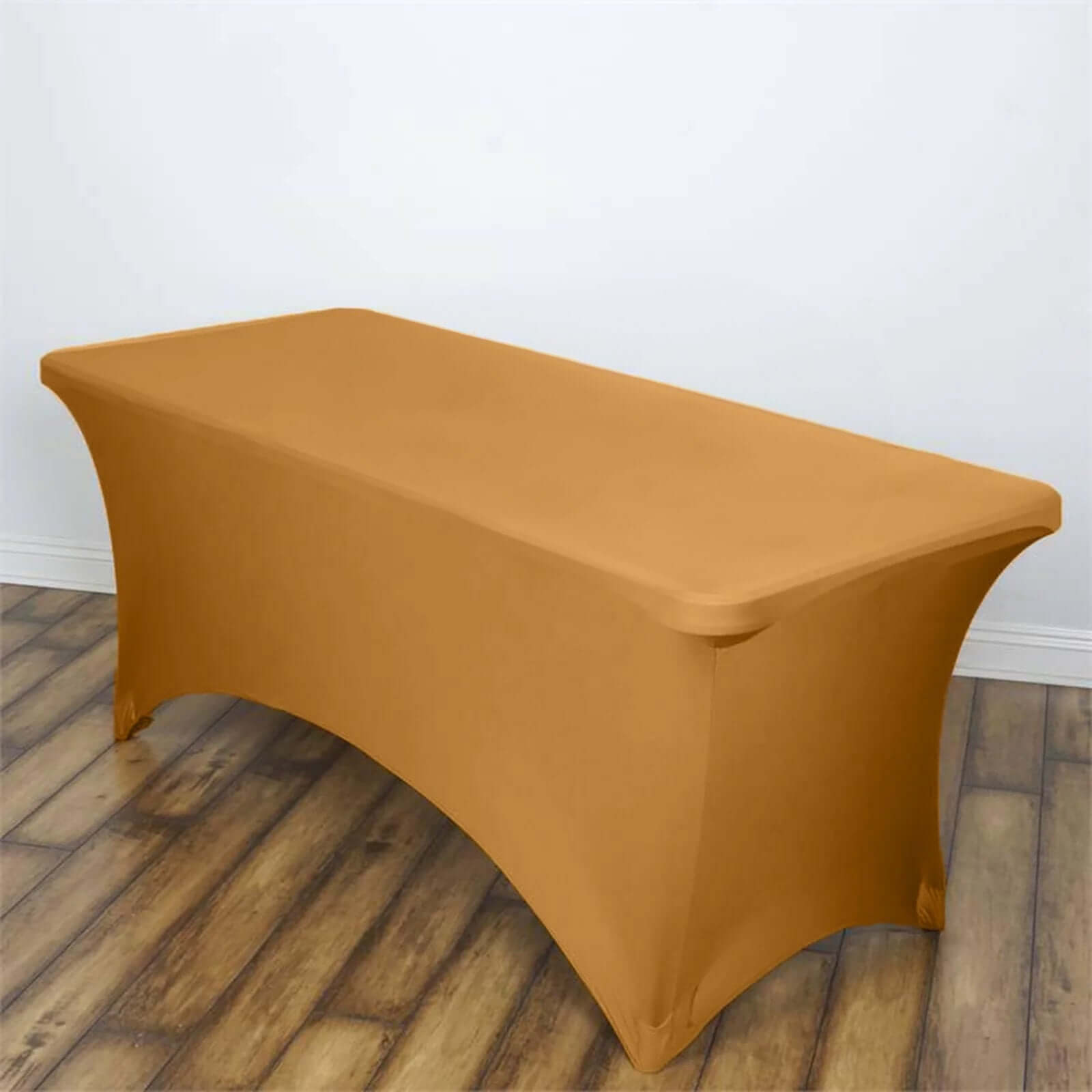 Stretch Spandex 6ft Rectangle Tablecloth Gold - Durable Form - Fitting Table Cover for Events & Presentations - NestOCart
