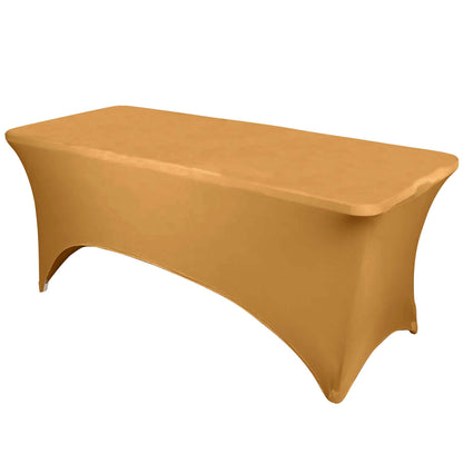 Stretch Spandex 6ft Rectangle Tablecloth Gold - Durable Form - Fitting Table Cover for Events & Presentations - NestOCart