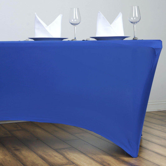 Stretch Spandex 6ft Rectangle Tablecloth Royal Blue - Durable Form - Fitting Table Cover - NestOCart