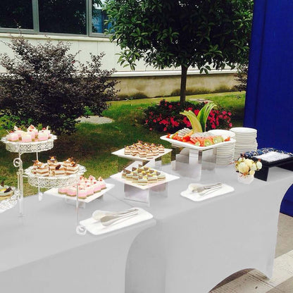 Stretch Spandex 6ft Rectangle Tablecloth White - Durable Form - Fitting Table Cover for Events & Presentations - NestOCart