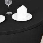 Stretch Spandex 6ft Round Tablecloth Black - Durable Form - Fitting Table Cover - Bell Racket Store