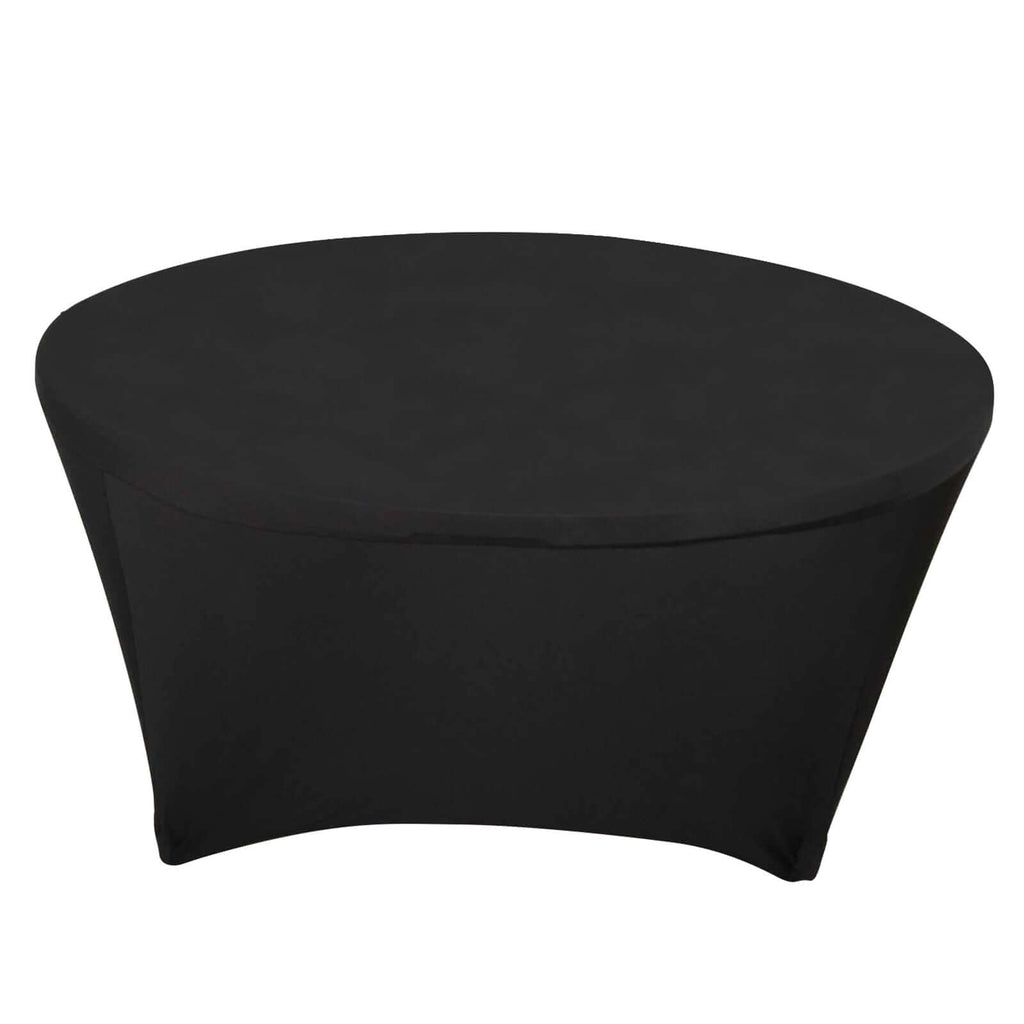 Stretch Spandex 6ft Round Tablecloth Black - Durable Form - Fitting Table Cover - Bell Racket Store