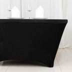 Stretch Spandex 6ft Round Tablecloth Black - Durable Form - Fitting Table Cover - Bell Racket Store