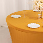 Stretch Spandex 6ft Round Tablecloth Gold - Durable Form - Fitting Table Cover for Events & Presentations - Bell Racket Store
