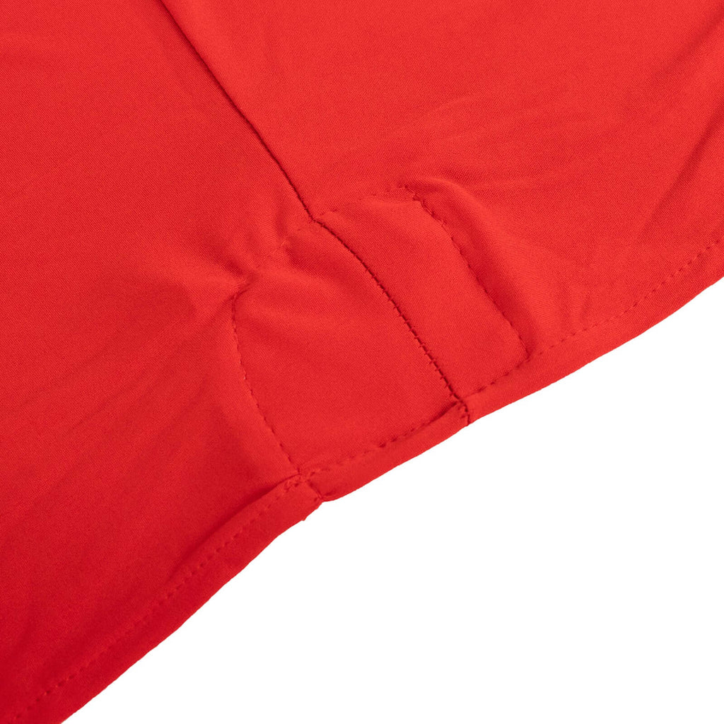 Stretch Spandex 6ft Round Tablecloth Red - Durable Form - Fitting Table Cover - Bell Racket Store