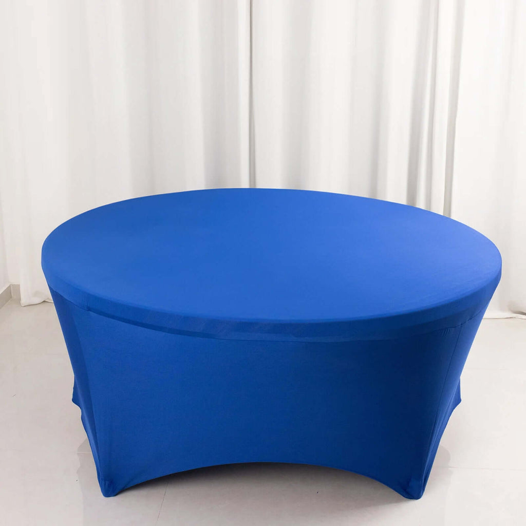 Stretch Spandex 6ft Round Tablecloth Royal Blue - Durable Form - Fitting Table Cover - Bell Racket Store