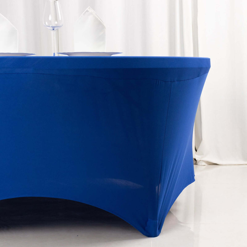 Stretch Spandex 6ft Round Tablecloth Royal Blue - Durable Form - Fitting Table Cover - Bell Racket Store