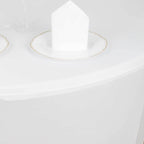 Stretch Spandex 6ft Round Tablecloth White - Durable Form - Fitting Table Cover for Events & Presentations - Bell Racket Store