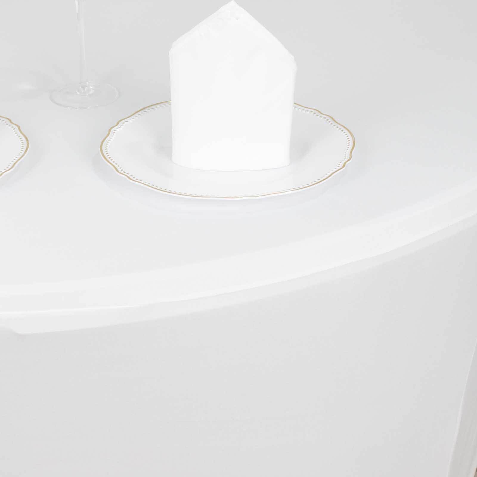 Stretch Spandex 6ft Round Tablecloth White - Durable Form - Fitting Table Cover for Events & Presentations - Bell Racket Store