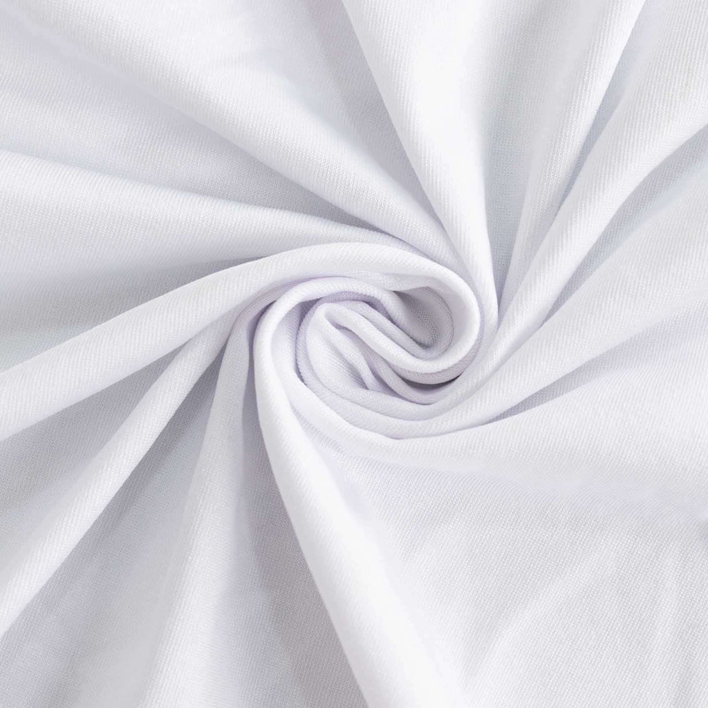 Stretch Spandex 6ft Round Tablecloth White - Durable Form - Fitting Table Cover for Events & Presentations - Bell Racket Store