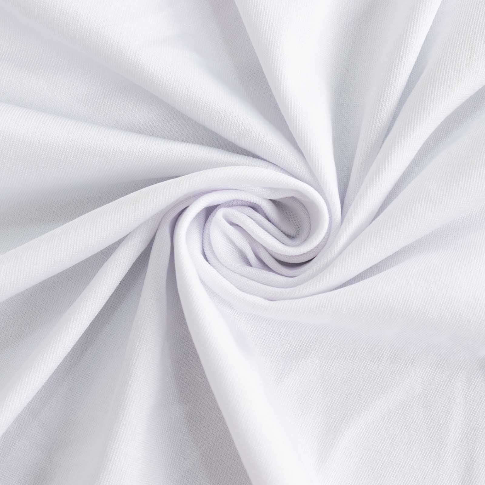 Stretch Spandex 6ft Round Tablecloth White - Durable Form - Fitting Table Cover for Events & Presentations - Bell Racket Store