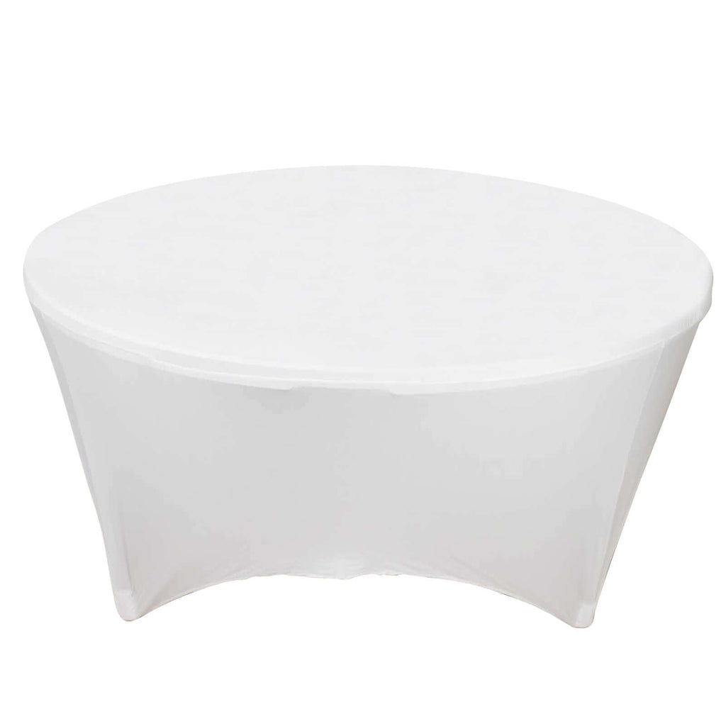 Stretch Spandex 6ft Round Tablecloth White - Durable Form - Fitting Table Cover for Events & Presentations - Bell Racket Store