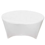 Stretch Spandex 6ft Round Tablecloth White - Durable Form - Fitting Table Cover for Events & Presentations - Bell Racket Store