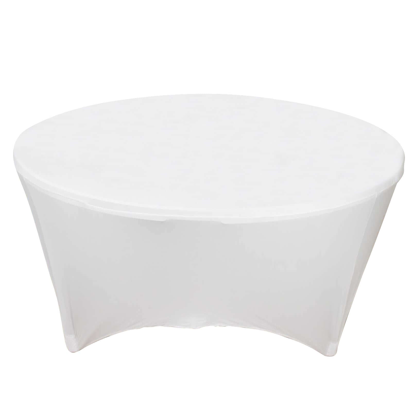 Stretch Spandex 6ft Round Tablecloth White - Durable Form - Fitting Table Cover for Events & Presentations - Bell Racket Store