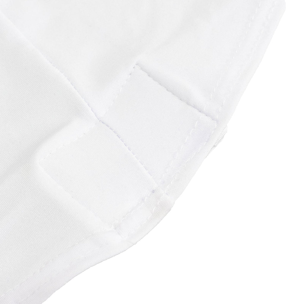 Stretch Spandex 72"x30" Rectangle Table Cover Black/White Cross Over Design - Versatile & Sleek Two - Piece Fitted Tablecloth with Elastic Foot Pockets - Bell Racket Store