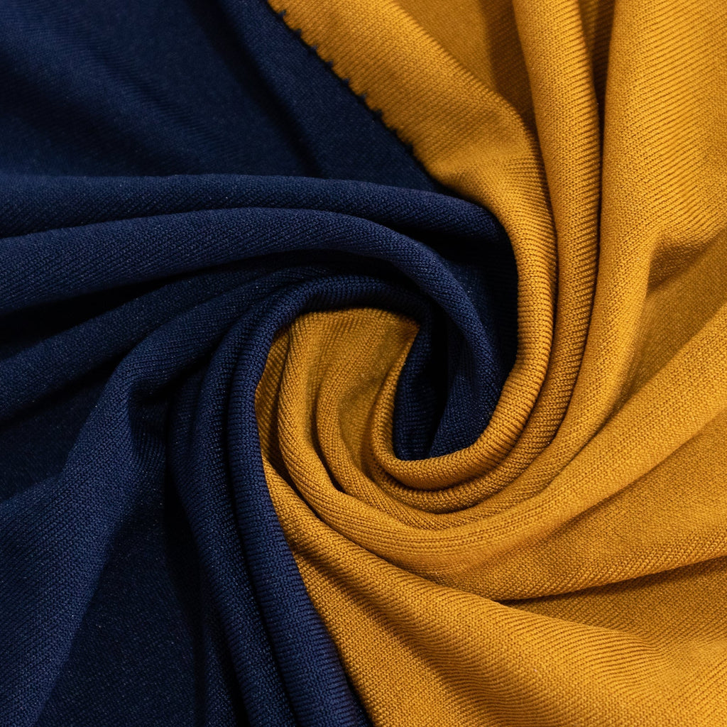 Stretch Spandex 72"x30" Rectangle Table Cover Navy Blue/Gold Cross Over Design - Two - Piece Fitted Tablecloth with Elastic Foot Pockets - Bell Racket Store