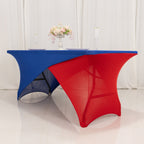 Stretch Spandex 72"x30" Rectangle Table Cover Royal Blue/Red Cross Over Design - Two - Piece Fitted Tablecloth with Elastic Foot Pockets - Bell Racket Store