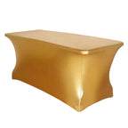 Stretch Spandex 72"x30" Rectangle Tablecloth Metallic Gold - Glamorous Form-Fitting Table Cover for Upscale Gatherings