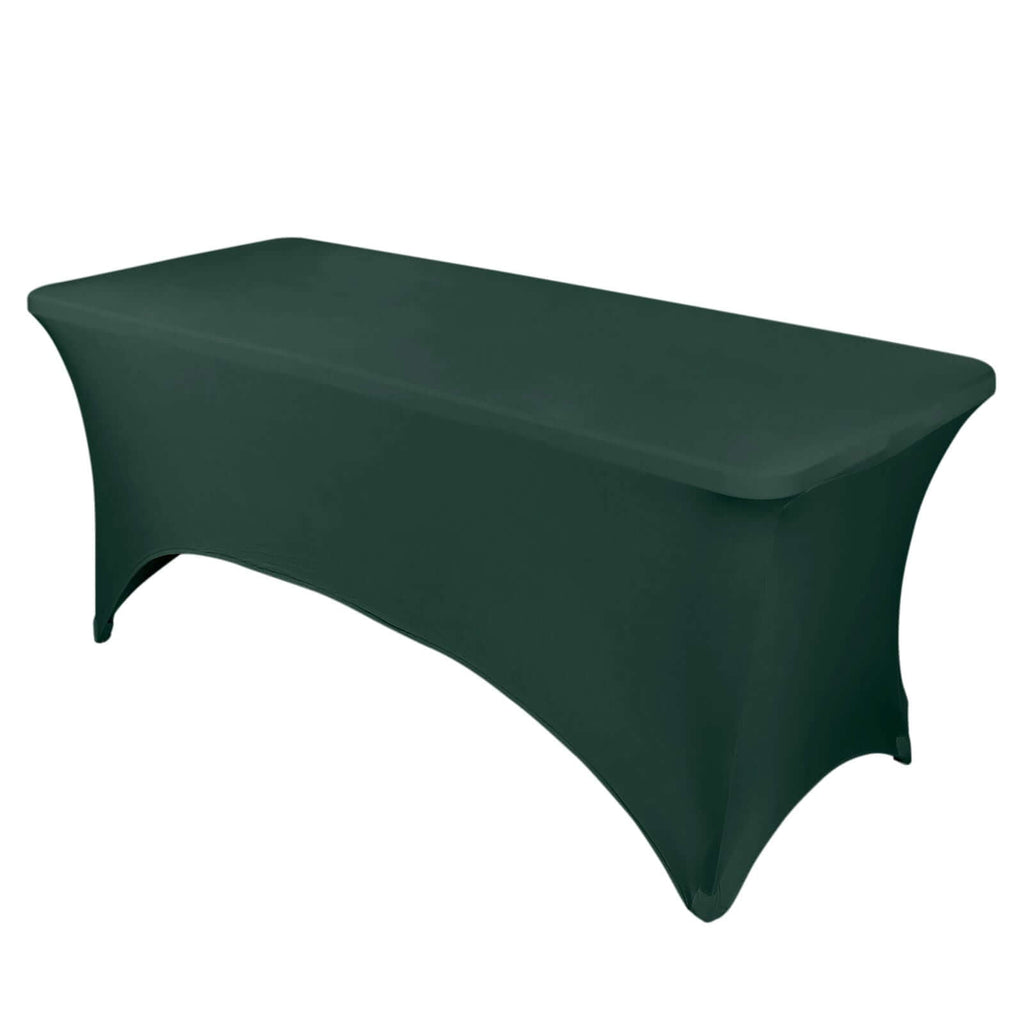 Stretch Spandex 96"x30" Rectangle Table Cover Hunter Emerald Green - Durable Form-Fitting Tablecloth