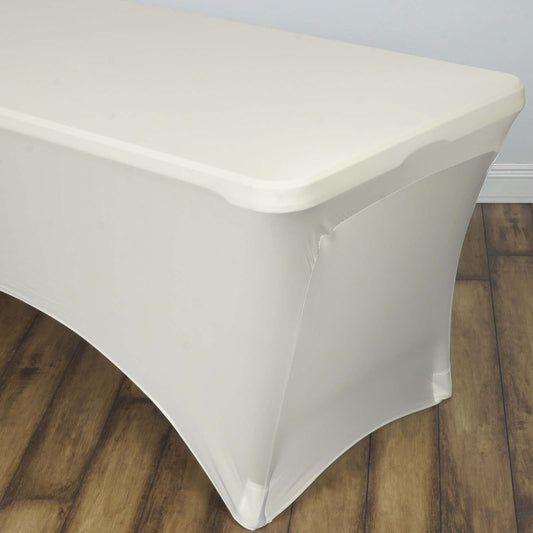 Stretch Spandex 96"x30" Rectangle Table Cover Ivory - Durable Form - Fitting Tablecloth - NestOCart