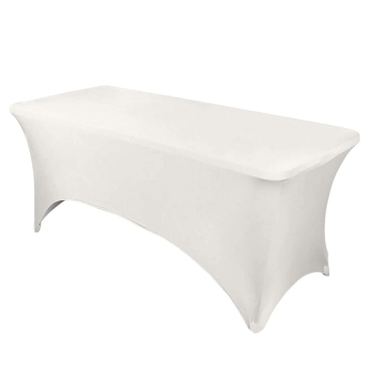 Stretch Spandex 96"x30" Rectangle Table Cover Ivory - Durable Form - Fitting Tablecloth - NestOCart