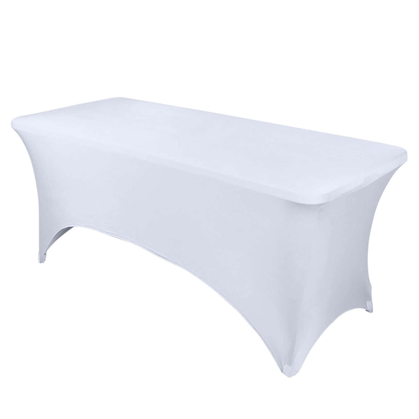 Stretch Spandex 96"x30" Rectangle Table Cover White - Durable Form - Fitting Tablecloth for Events & Presentations - NestOCart