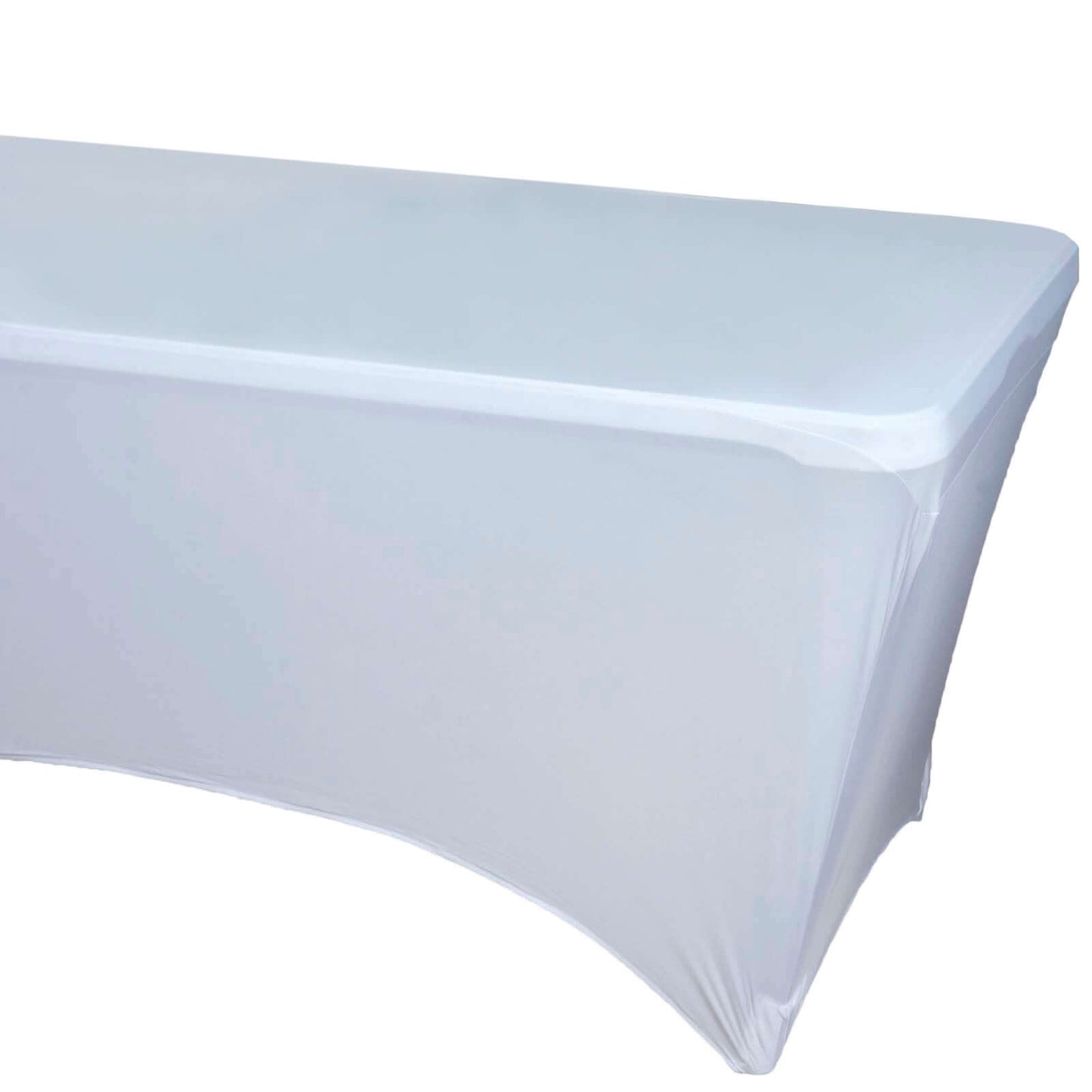 Stretch Spandex 96"x30" Rectangle Table Cover White - Durable Form - Fitting Tablecloth for Events & Presentations - NestOCart