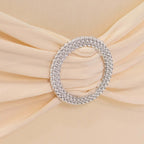 Stretch Spandex Chair Cover Beige for Folding Chairs - Secure Fit Slipcover with Silver Rhinestone Buckled Sash Band - Bell Racket Store