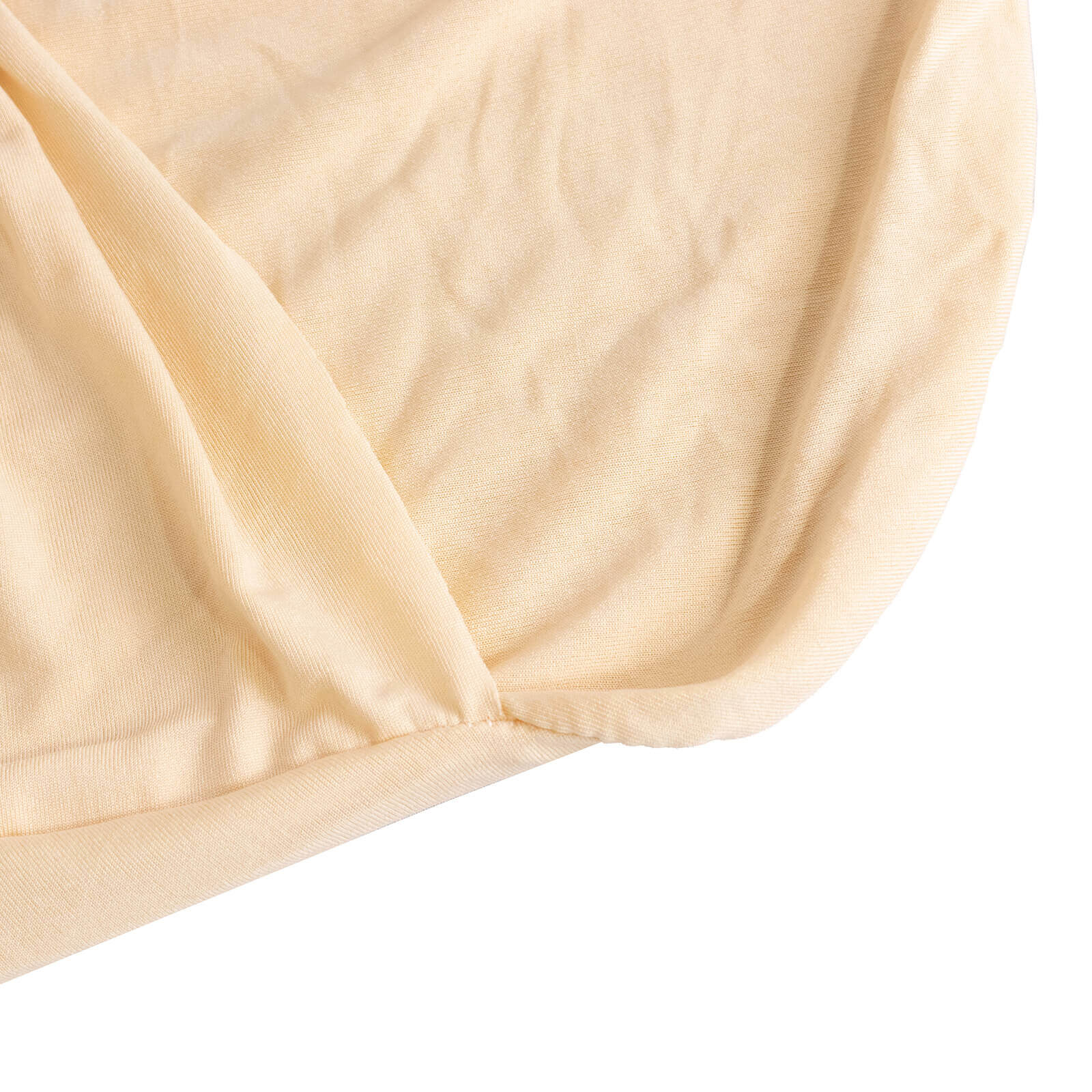 Stretch Spandex Chair Cover Beige for Folding Chairs - Secure Fit Slipcover with Silver Rhinestone Buckled Sash Band - Bell Racket Store