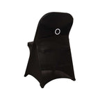 Stretch Spandex Chair Cover Black for Folding Chairs - Enhanced Style & Secure Fit Slipcover with Stunning Silver Rhinestone Buckled Sash Band - Bell Racket Store