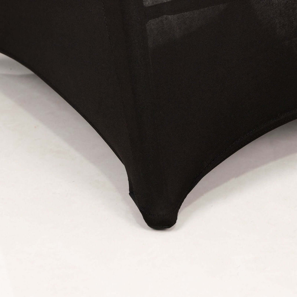 Stretch Spandex Chair Cover Black for Folding Chairs - Enhanced Style & Secure Fit Slipcover with Stunning Silver Rhinestone Buckled Sash Band - Bell Racket Store