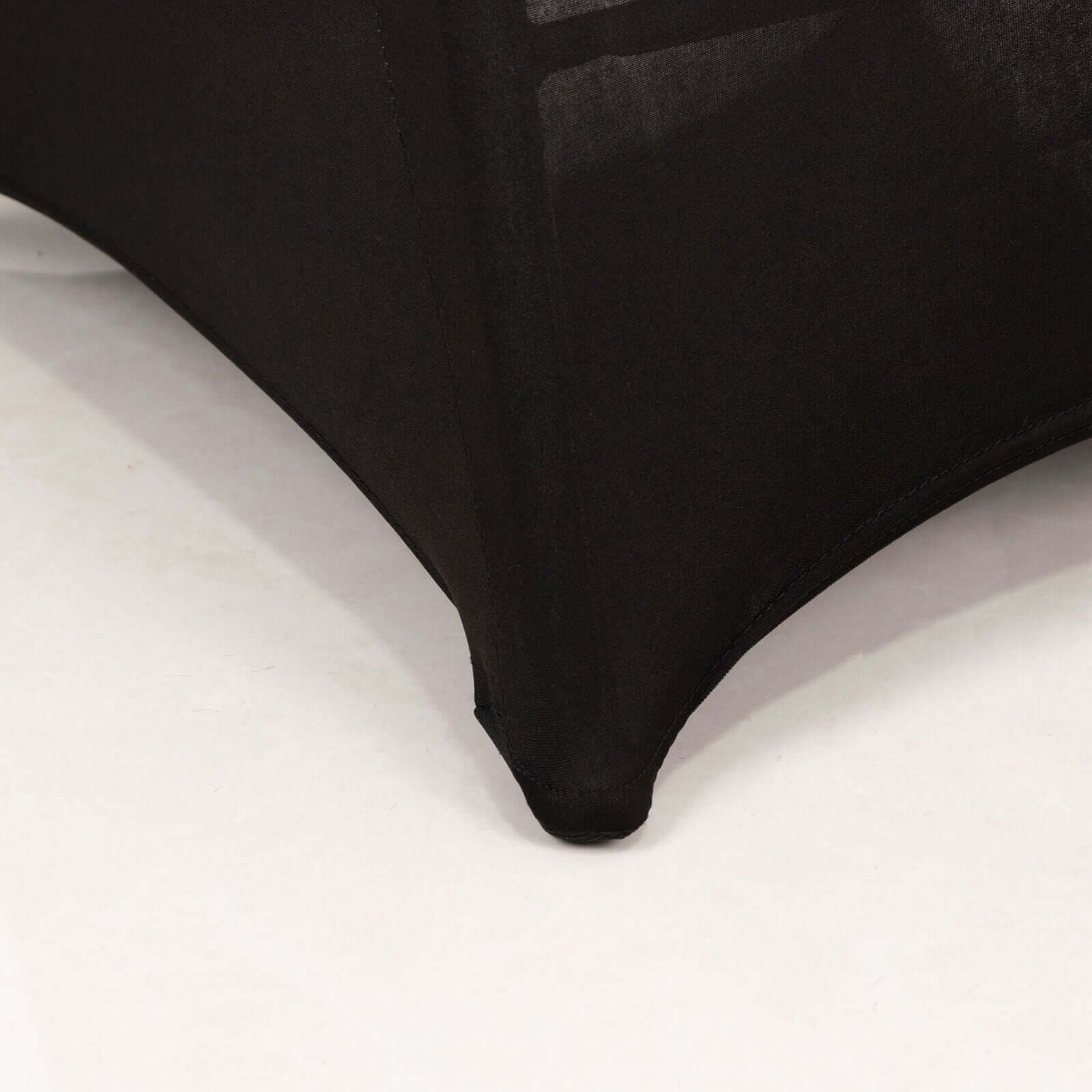 Stretch Spandex Chair Cover Black for Folding Chairs - Enhanced Style & Secure Fit Slipcover with Stunning Silver Rhinestone Buckled Sash Band - Bell Racket Store