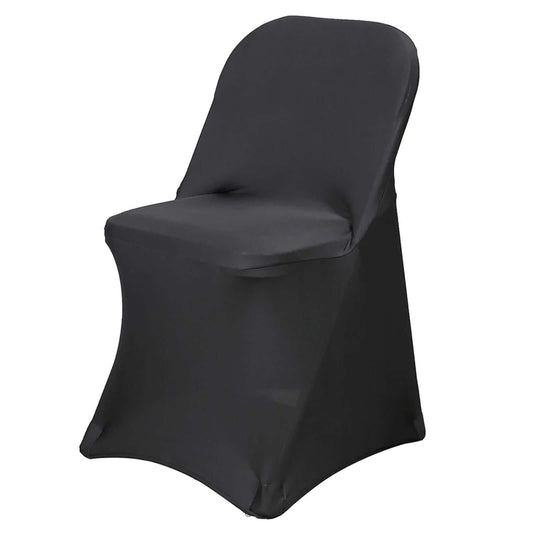 Stretch Spandex Chair Cover Black for Folding Chairs - Reusable & Wrinkle - Resistant 160GSM Fitted Slipcover for a Polished Look - NestOCart