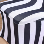 Stretch Spandex Chair Cover Black/White for Folding Chairs - 2" Striped Wrinkle Resistant Classy 160GSM Fitted Slipcover With Foot Pockets - Bell Racket Store