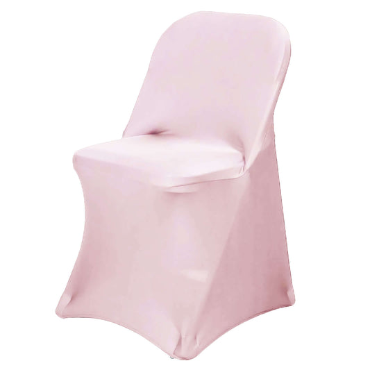 Stretch Spandex Chair Cover Blush for Folding Chairs - Reusable & Wrinkle - Resistant 160GSM Fitted Slipcover - NestOCart