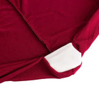 Stretch Spandex Chair Cover Burgundy for Folding Chairs - Secure Fit Slipcover with Silver Rhinestone Buckled Sash Band - Bell Racket Store