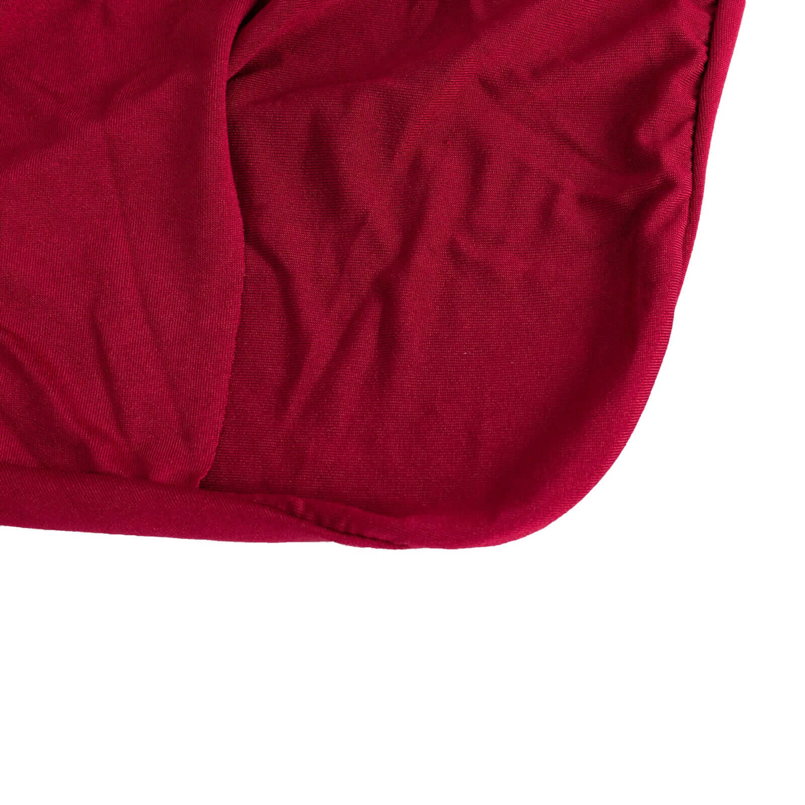 Stretch Spandex Chair Cover Burgundy for Folding Chairs - Secure Fit Slipcover with Silver Rhinestone Buckled Sash Band - Bell Racket Store