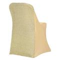 Stretch Spandex Chair Cover Champagne for Folding Chairs - Metallic Shimmer Tinsel Back Design Fitted Slipcover