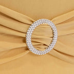 Stretch Spandex Chair Cover Champagne for Folding Chairs - Secure Fit Slipcover with Silver Rhinestone Buckled Sash Band - Bell Racket Store