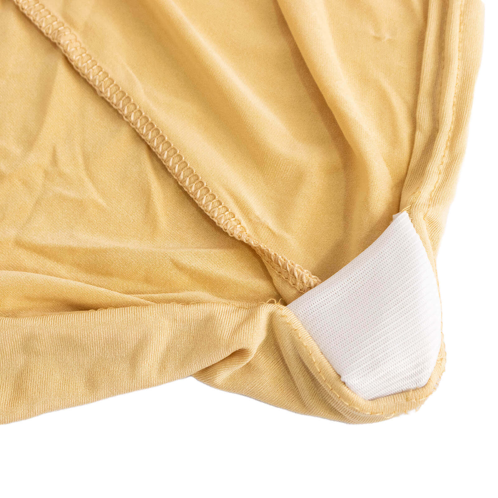 Stretch Spandex Chair Cover Champagne for Folding Chairs - Secure Fit Slipcover with Silver Rhinestone Buckled Sash Band - Bell Racket Store